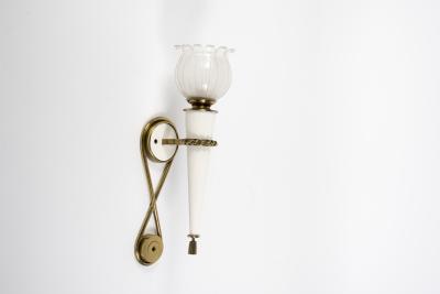 Gilbert Poillerat Pair of 1950s sconces in the style of Gilbert Poillerat