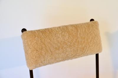 Gilbert Poillerat Pair of Chic Arcade Wrought Iron and Shearling Chairs by Design Fr res