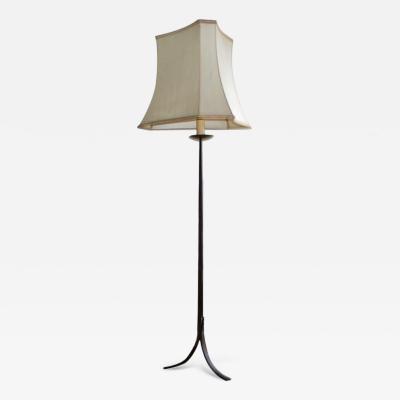 Gilbert Poillerat Pair of French 1940s Hand Hammered Iron Floor Lamps