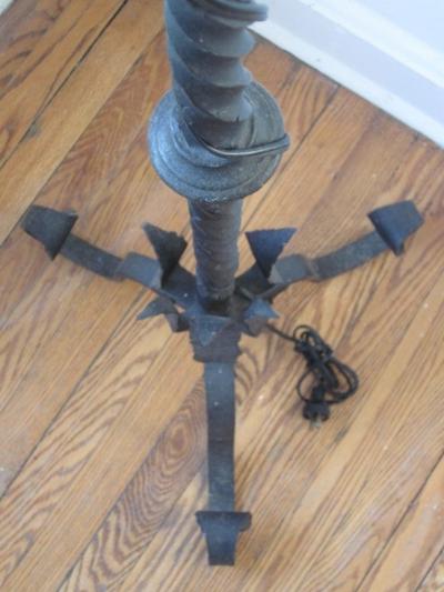 Gilbert Poillerat Pair of French Art Deco Wrought Iron Floor Lamps Torchieres Gilbert Poillerat
