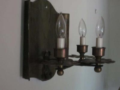 Gilbert Poillerat Pair of French Mid Century Modern Copper Iron Sconces Gilbert Poillerat 1940