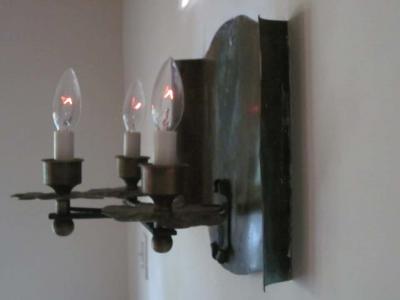 Gilbert Poillerat Pair of French Mid Century Modern Copper Iron Sconces Gilbert Poillerat 1940