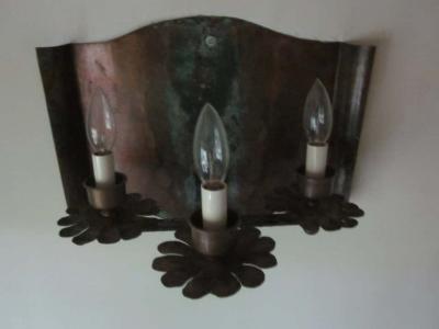 Gilbert Poillerat Pair of French Mid Century Modern Copper Iron Sconces Gilbert Poillerat 1940