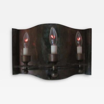 Gilbert Poillerat Pair of French Mid Century Modern Copper Iron Sconces Gilbert Poillerat 1940