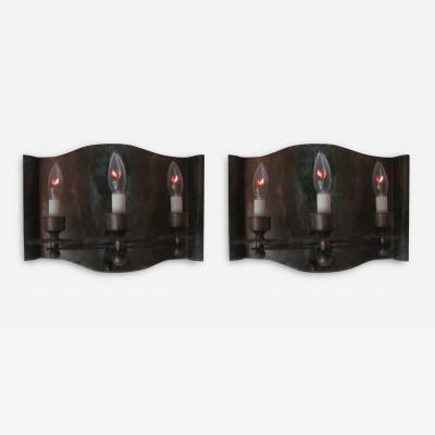 Gilbert Poillerat Pair of French Mid Century Modern Copper Iron Sconces Gilbert Poillerat 1940