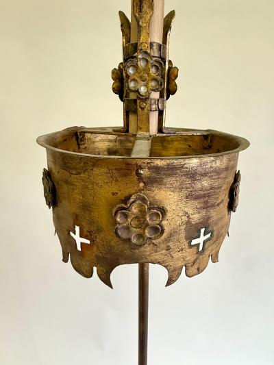 Gilbert Poillerat Pair of French Modern Neoclassical Gilt Iron Floor Lamps Gilbert Poillerat 1940