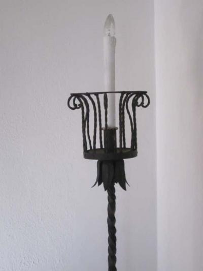 Gilbert Poillerat Pair of French Wrought Iron Floor Lamps Torchieres Attr to Gilbert Poillerat