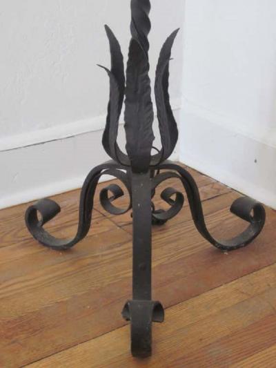 Gilbert Poillerat Pair of French Wrought Iron Floor Lamps Torchieres Attr to Gilbert Poillerat