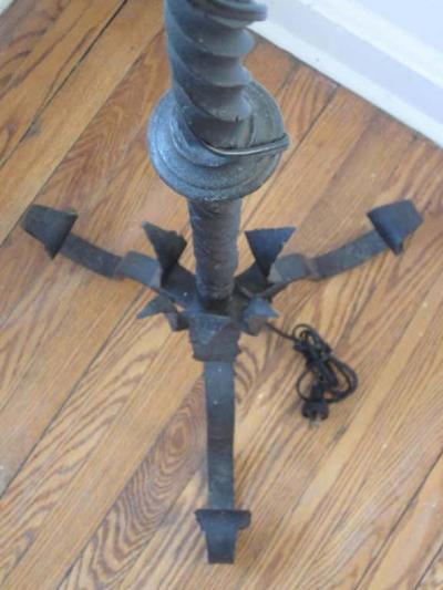 Gilbert Poillerat Pair of French Wrought Iron Floor Lamps Torchieres Attr to Gilbert Poillerat