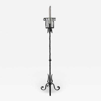 Gilbert Poillerat Pair of French Wrought Iron Floor Lamps Torchieres Attr to Gilbert Poillerat