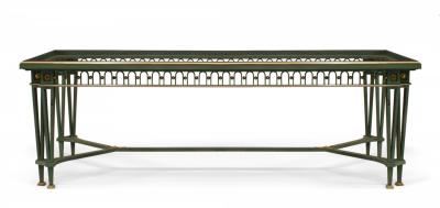 Gilbert Poillerat Poillerat and Quinet French Mid Century Iron and Marble Dining Table