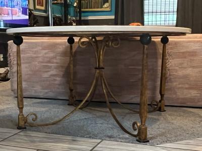 Gilbert Poillerat RARE EXCEPTIONAL OBELISK BASE DINING TABLE BY GILBERT POILLERAT