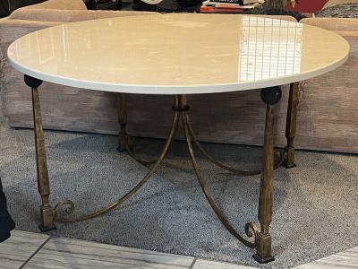 Gilbert Poillerat RARE EXCEPTIONAL OBELISK BASE DINING TABLE BY GILBERT POILLERAT