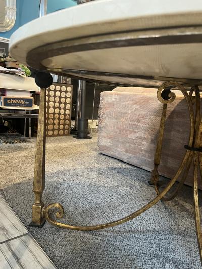 Gilbert Poillerat RARE EXCEPTIONAL OBELISK BASE DINING TABLE BY GILBERT POILLERAT