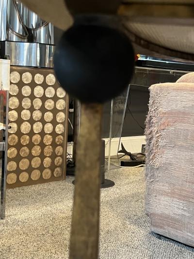 Gilbert Poillerat RARE EXCEPTIONAL OBELISK BASE DINING TABLE BY GILBERT POILLERAT