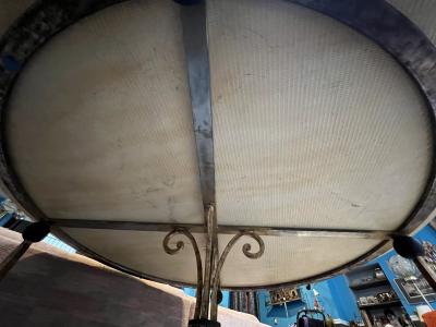 Gilbert Poillerat RARE EXCEPTIONAL OBELISK BASE DINING TABLE BY GILBERT POILLERAT