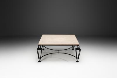 Gilbert Poillerat Travertine Coffee Table in the manner of Gilbert Poillerat Europe ca 1980s