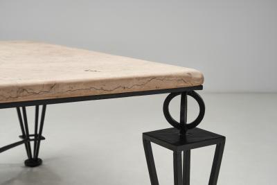 Gilbert Poillerat Travertine Coffee Table in the manner of Gilbert Poillerat Europe ca 1980s