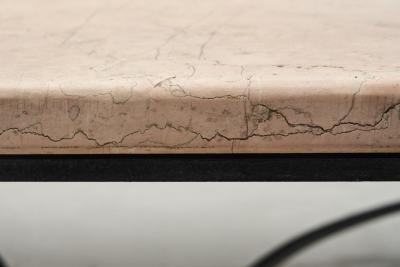 Gilbert Poillerat Travertine Coffee Table in the manner of Gilbert Poillerat Europe ca 1980s