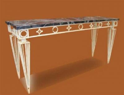 Gilbert Poillerat Two French Mid Century Modern Neoclassical Style Consoles Gilbert Poillerat