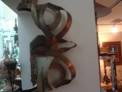 Gilbert Poillerat Vintage Patinated Metal Ribbon Mirror