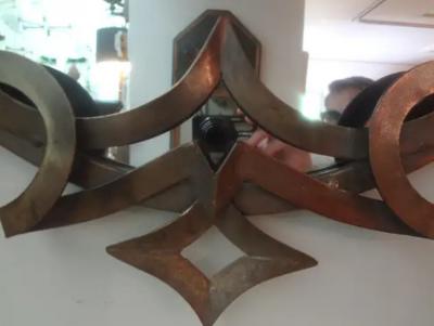 Gilbert Poillerat Vintage Patinated Metal Ribbon Mirror