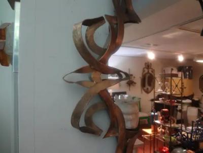 Gilbert Poillerat Vintage Patinated Metal Ribbon Mirror