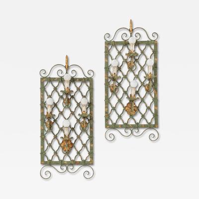 Gilbert Poillerat Wall Lights in Wrought Iron