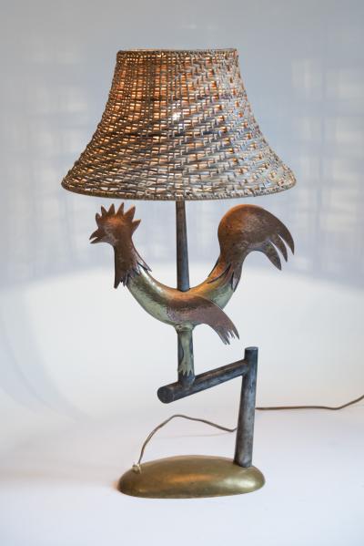 Gilbert Poillerat Wrought Iron BIrd lamp in the style of Gilbert Poillerat