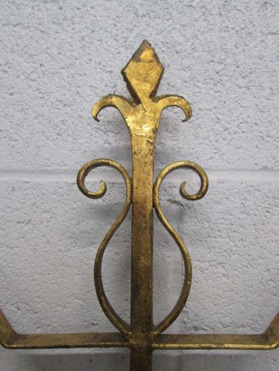 Gilbert Poillerat Wrought Iron Italian Gold Gilt King Size Headboard