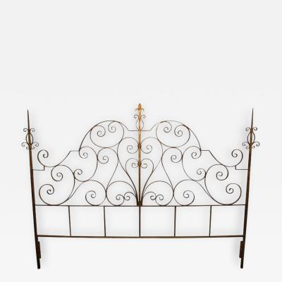 Gilbert Poillerat Wrought Iron Italian Gold Gilt King Size Headboard