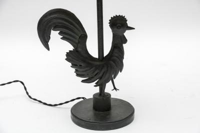Gilbert Poillerat Wrought Iron rooster table lamp in the style of Gilbert Poillerat