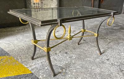Gilbert Poillerat style vintage sturdy extreme quality wrought iron coffee table