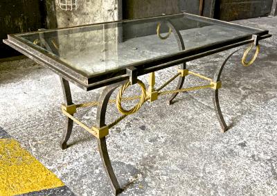Gilbert Poillerat style vintage sturdy extreme quality wrought iron coffee table