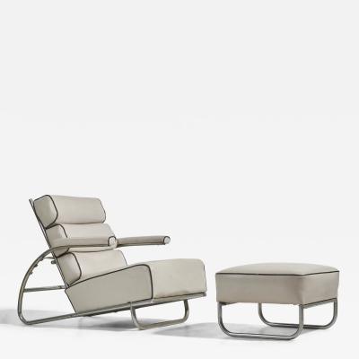 Gilbert Rodhe Lounge Chair with Chrome and Vinyl USA 1940s