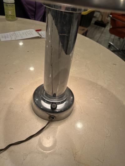 Gilbert Rohde ART DECO CHROME AND CUSTARD GLASS LAMP BY GILBERT ROHDE