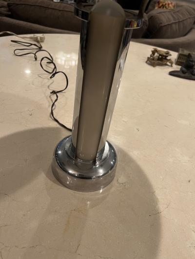 Gilbert Rohde ART DECO CHROME AND CUSTARD GLASS LAMP BY GILBERT ROHDE
