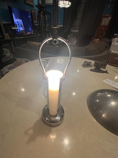 Gilbert Rohde ART DECO CHROME AND CUSTARD GLASS LAMP BY GILBERT ROHDE