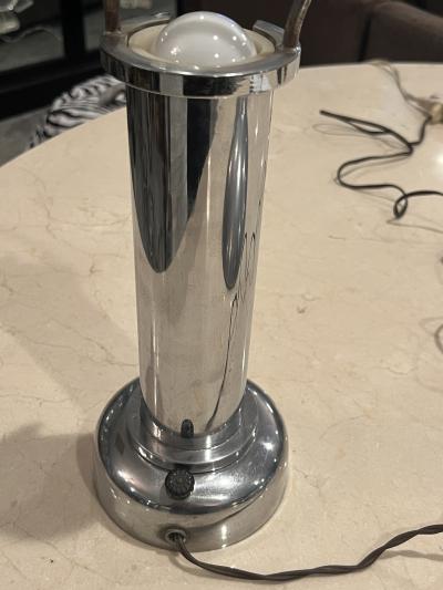 Gilbert Rohde ART DECO CHROME AND CUSTARD GLASS LAMP BY GILBERT ROHDE
