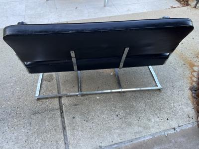 Gilbert Rohde ART DECO GILBERT ROHDE CHROME BAND AND BLACK LEATHER SETTEE