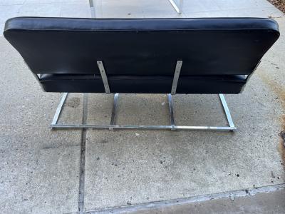 Gilbert Rohde ART DECO GILBERT ROHDE CHROME BAND AND BLACK LEATHER SETTEE