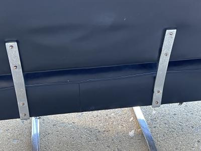 Gilbert Rohde ART DECO GILBERT ROHDE CHROME BAND AND BLACK LEATHER SETTEE