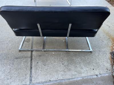Gilbert Rohde ART DECO GILBERT ROHDE CHROME BAND AND BLACK LEATHER SETTEE