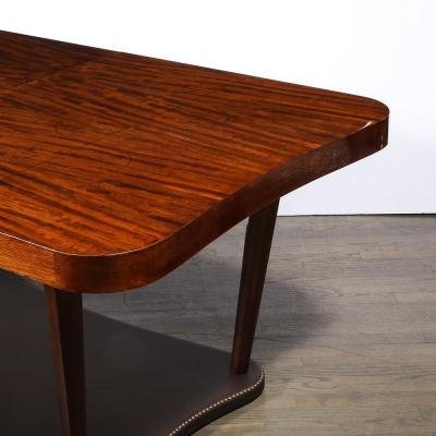 Gilbert Rohde Art Deco Extendable Paldao Series Walnut Leather Dining Table by Gilbert Rohde