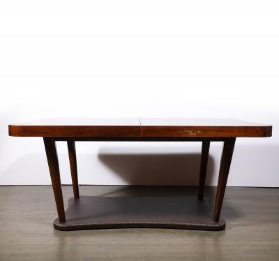 Gilbert Rohde Art Deco Extendable Paldao Series Walnut Leather Dining Table by Gilbert Rohde