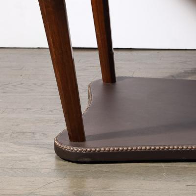 Gilbert Rohde Art Deco Extendable Paldao Series Walnut Leather Dining Table by Gilbert Rohde