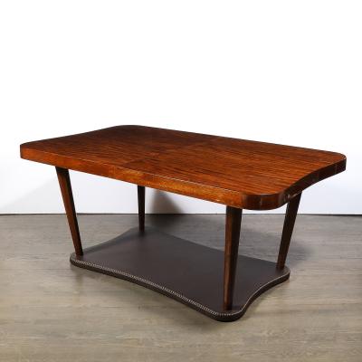 Gilbert Rohde Art Deco Extendable Paldao Series Walnut Leather Dining Table by Gilbert Rohde