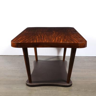Gilbert Rohde Art Deco Extendable Paldao Series Walnut Leather Dining Table by Gilbert Rohde