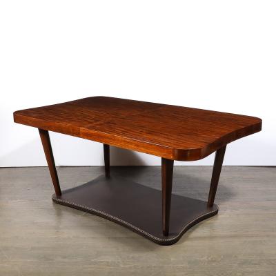 Gilbert Rohde Art Deco Extendable Paldao Series Walnut Leather Dining Table by Gilbert Rohde