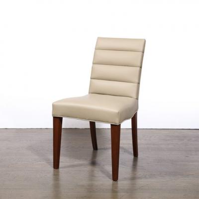 Gilbert Rohde Art Deco Gilbert Rohde Chair in Holly Hunt Leather w Tufted Back Walnut Legs